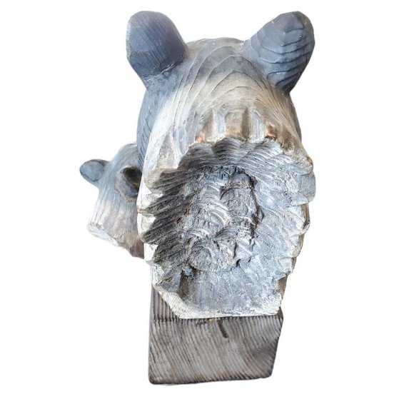 Hand Carved Wood Black Bear And Cub Mounted Lodge Decor Cabin‎ 10 X 7 - Picture 7 of 10